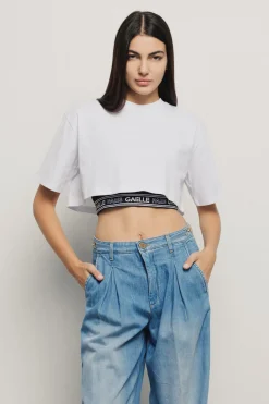T-Shirt^Gaëlle T shirt cropped con top unito • - Paris Bianco-nero