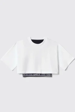 T-Shirt^Gaëlle T shirt cropped con top unito • - Paris Bianco-nero