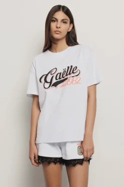 T-Shirt^Gaëlle T shirt in jersey over paricollo con stampa • - Paris Bianco