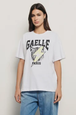 T-Shirt^Gaëlle T shirt in jersey paricollo con stampa • - Paris Bianco