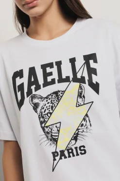 T-Shirt^Gaëlle T shirt in jersey paricollo con stampa • - Paris Bianco