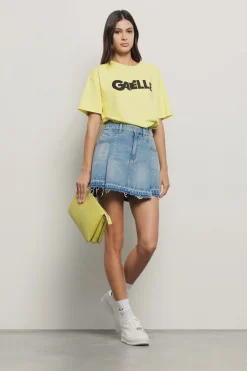 T-Shirt^Gaëlle T shirt in jersey paricollo con stampa • - Paris Lime