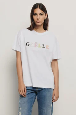 T-Shirt^Gaëlle T shirt in jersey paricollo con ricamo • - Paris Bianco