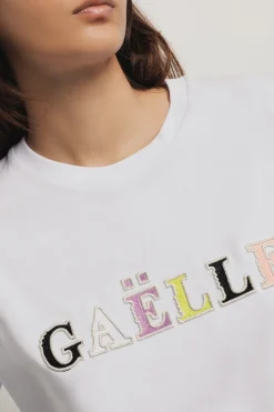 T-Shirt^Gaëlle T shirt in jersey paricollo con ricamo • - Paris Bianco