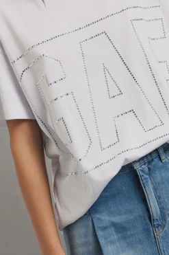 T-Shirt^Gaëlle T shirt in jersey paricollo con strass • - Paris Bianco
