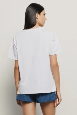 T-Shirt^Gaëlle T shirt in jersey paricollo con ricamo • - Paris Bianco