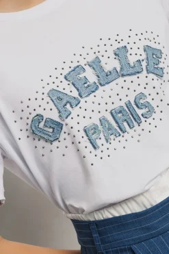 T-Shirt^Gaëlle T shirt in jersey paricollo con ricamo • - Paris Bianco