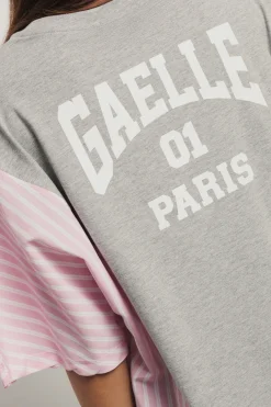 T-Shirt^Gaëlle T shirt jersey paricollo con inserti in popeline • - Paris Grigio melange