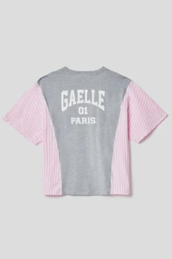 T-Shirt^Gaëlle T shirt jersey paricollo con inserti in popeline • - Paris Grigio melange