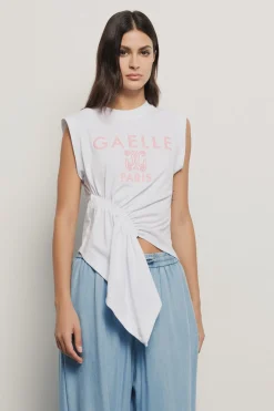 T-Shirt^Gaëlle T shirt smanicata con dettaglio arricciato • - Paris Bianco