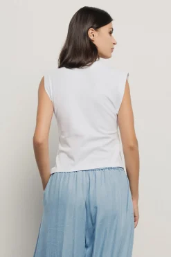 T-Shirt^Gaëlle T shirt smanicata con dettaglio arricciato • - Paris Bianco