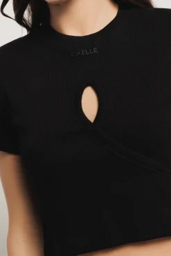 Top^Gaëlle Top con apertura sul davanti in costina • - Paris Nero