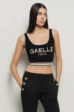 Top^Gaëlle Top cropped in maglia rasata • - Paris Nero