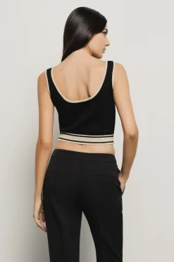 Top^Gaëlle Top cropped in maglia rasata • - Paris Nero