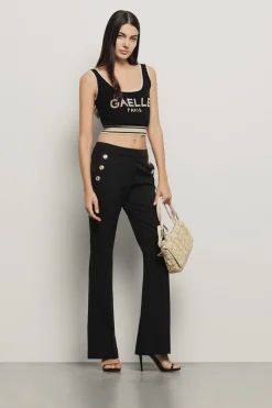 Top^Gaëlle Top cropped in maglia rasata • - Paris Nero