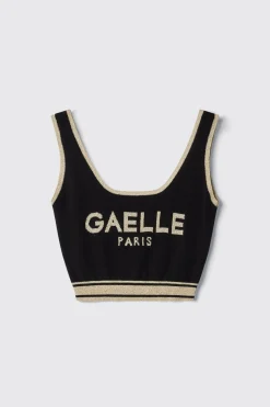 Top^Gaëlle Top cropped in maglia rasata • - Paris Nero