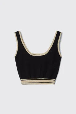 Top^Gaëlle Top cropped in maglia rasata • - Paris Nero
