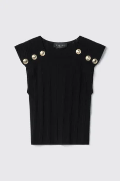 Top^Gaëlle Top cropped in punto traforato • - Paris Nero