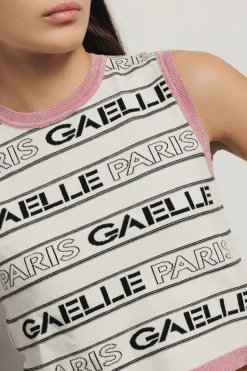 Top^Gaëlle Top cropped logato • - Paris Madreperla-fucsia