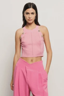 Top^Gaëlle Top scollo halter in maglia • Fucisa - Paris Fucsia