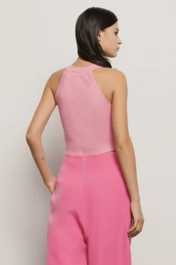 Top^Gaëlle Top scollo halter in maglia • Fucisa - Paris Fucsia