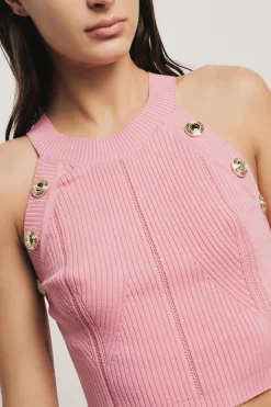 Top^Gaëlle Top scollo halter in maglia • Fucisa - Paris Fucsia