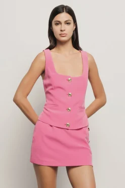 Top^Gaëlle Top smanicato con bottoni in cady • - Paris Fucsia
