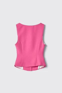 Top^Gaëlle Top smanicato con bottoni in cady • - Paris Fucsia