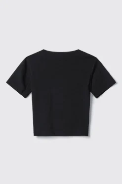 T-Shirt^Gaëlle T-shirt crop con dettaglio scollo quadrato con bottoni oro logati • - Paris Nero