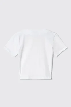 T-Shirt^Gaëlle T-shirt crop con dettaglio scollo quadrato con bottoni oro logati • - Paris Bianco