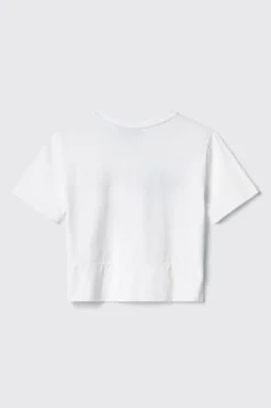 T-Shirt^Gaëlle T-shirt crop paricollo in bielastico con stampa e bottoni oro logati • - Paris Bianco