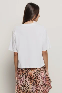 T-Shirt^Gaëlle T-shirt cropped con inserto in pizzo macramè • - Paris Bianco