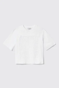 T-Shirt^Gaëlle T-shirt cropped con inserto in pizzo macramè • - Paris Bianco