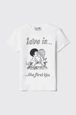 T-Shirt^Gaëlle T-shirt in bielastico paricollo con logo stampa e strass • - Paris Bianco