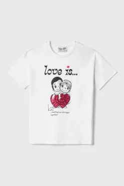T-Shirt^Gaëlle T-shirt in jersey paricollo con stampa e paillettes • - Paris Bianco