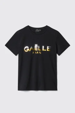 T-Shirt^Gaëlle T-shirt paricollo con appl. brick oro/argento • - Paris Nero