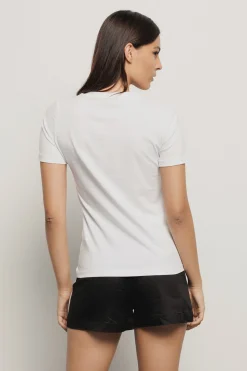 T-Shirt^Gaëlle T-shirt paricollo con appl. brick oro/argento • - Paris Bianco