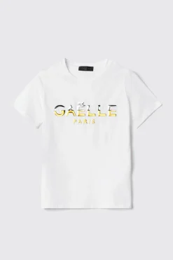 T-Shirt^Gaëlle T-shirt paricollo con appl. brick oro/argento • - Paris Bianco