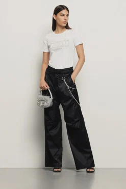 T-Shirt^Gaëlle T-shirt paricollo con logo in strass+borchie • - Paris Bianco