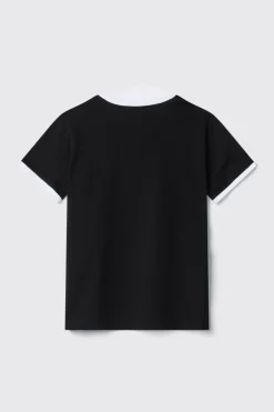 T-Shirt^Gaëlle T-shirt paricollo con stampa logo e bottoni logati oro • - Paris Nero