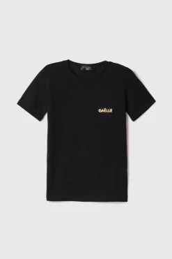 T-Shirt^Gaëlle T-shirt paricollo in bielastico con logo oro lato cuore • - Paris Nero