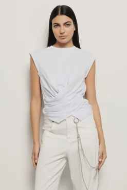 T-Shirt^Gaëlle T-shirt smanicata con incrocio sul davanti e logo in strass neri • - Paris Bianco
