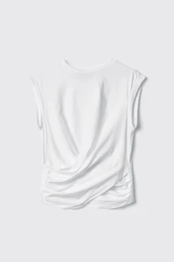 T-Shirt^Gaëlle T-shirt smanicata con incrocio sul davanti e logo in strass neri • - Paris Bianco