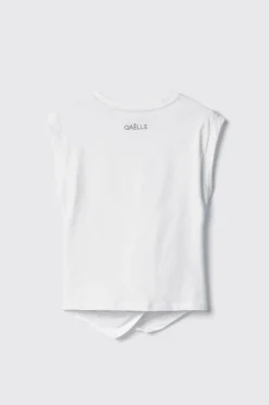 T-Shirt^Gaëlle T-shirt smanicata con incrocio sul davanti e logo in strass neri • - Paris Bianco
